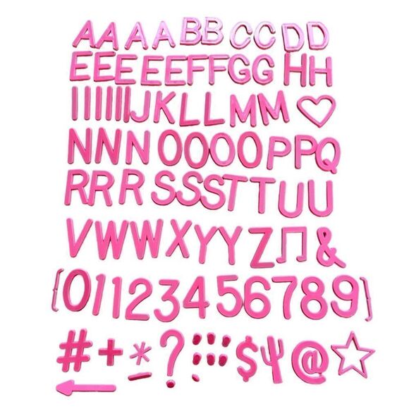 NEW PINK Plastic Letters Numbers & Symbols Set for Felt Letter Board (2 Sizes) - Picture 2 of 13